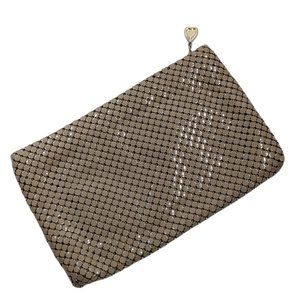 Whiting and Davis Vintage Tan Mesh Clutch Purse EUC